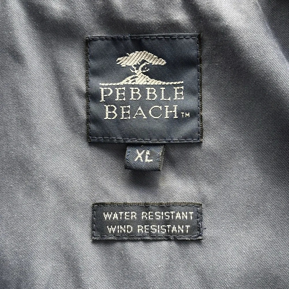 Pebble Beach Golf Vest‎ XL Navy Blue Wind Water Resistant Zip Pullover Vintage